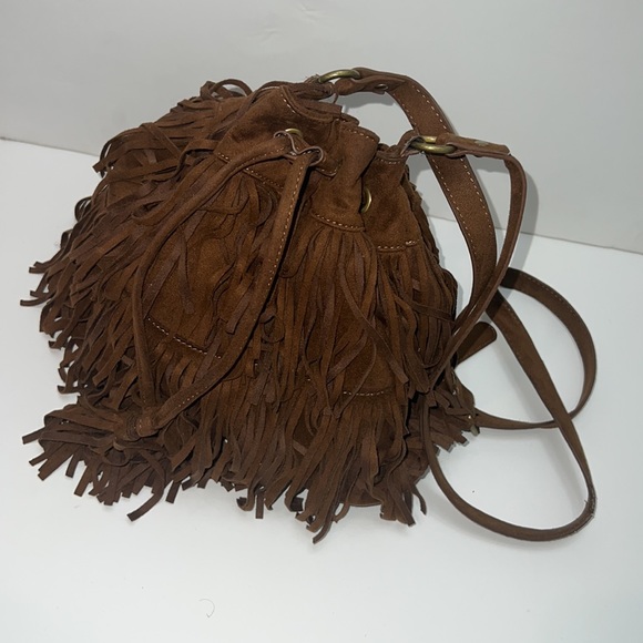 Express - Faux Suede Fringe Tassel Bag - Picture 4 of 5